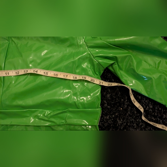 Frances Valentine Morton Rain Coat Vegan Leather Green Oyster - Picture 15 of 16